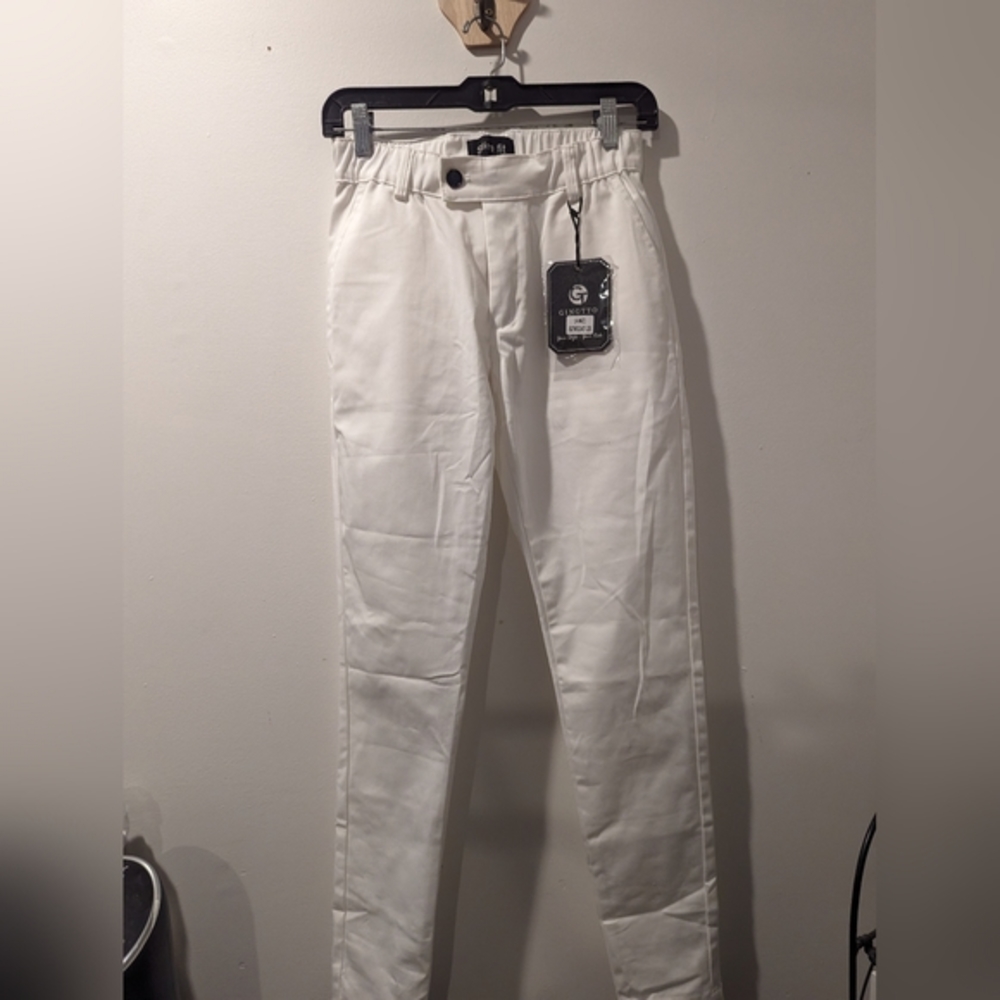 Gingtto White Slim Fit Stretchy Pants